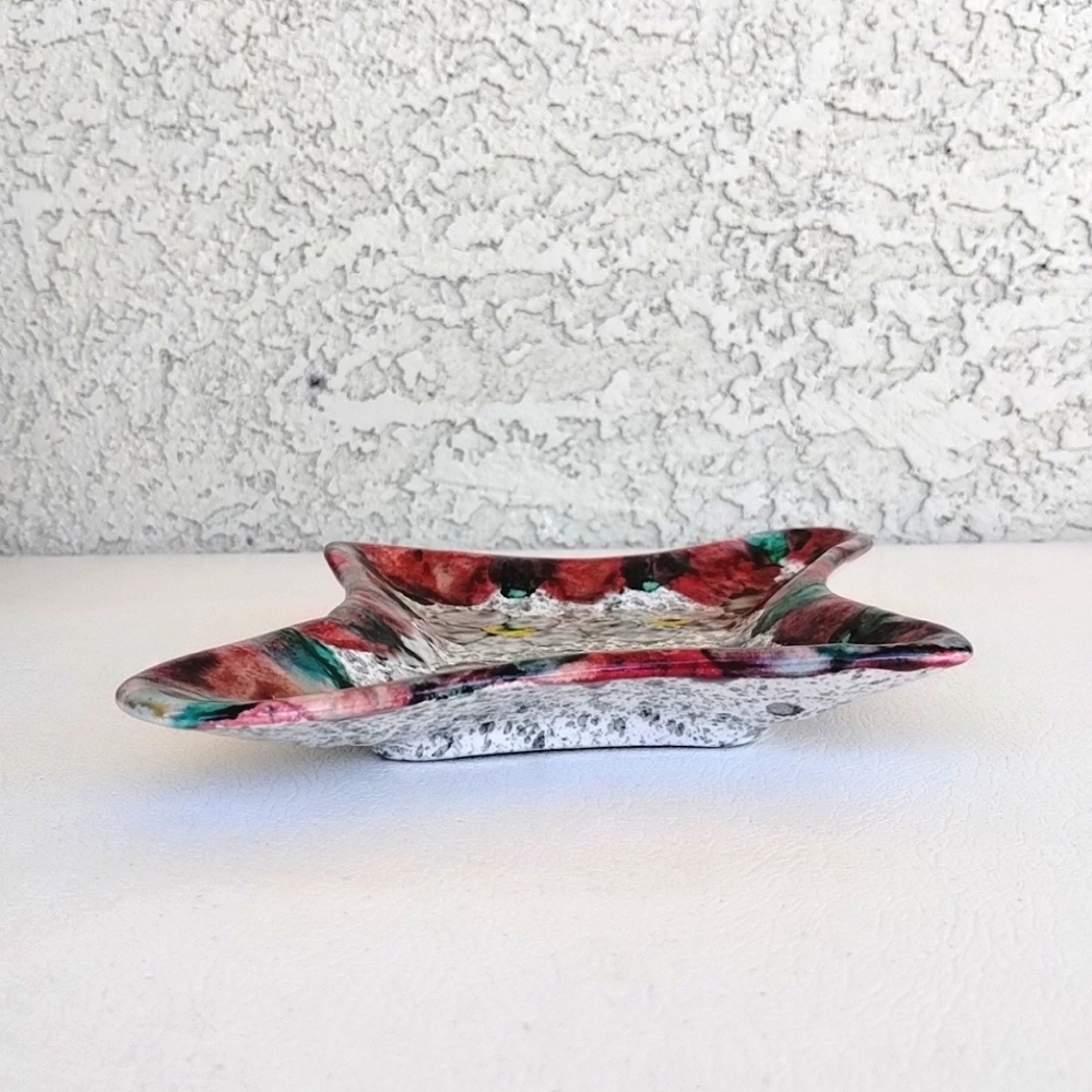 Italian Art Pottery Trinket Dish Ashtray Dripped Glazed Amoeba Freeform Signed - Picture 11 of 15